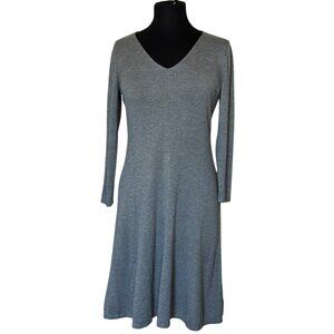 Worthington Gray V-neck A-Line Knit Dress Polyester Viscose Blend Women's Size S
